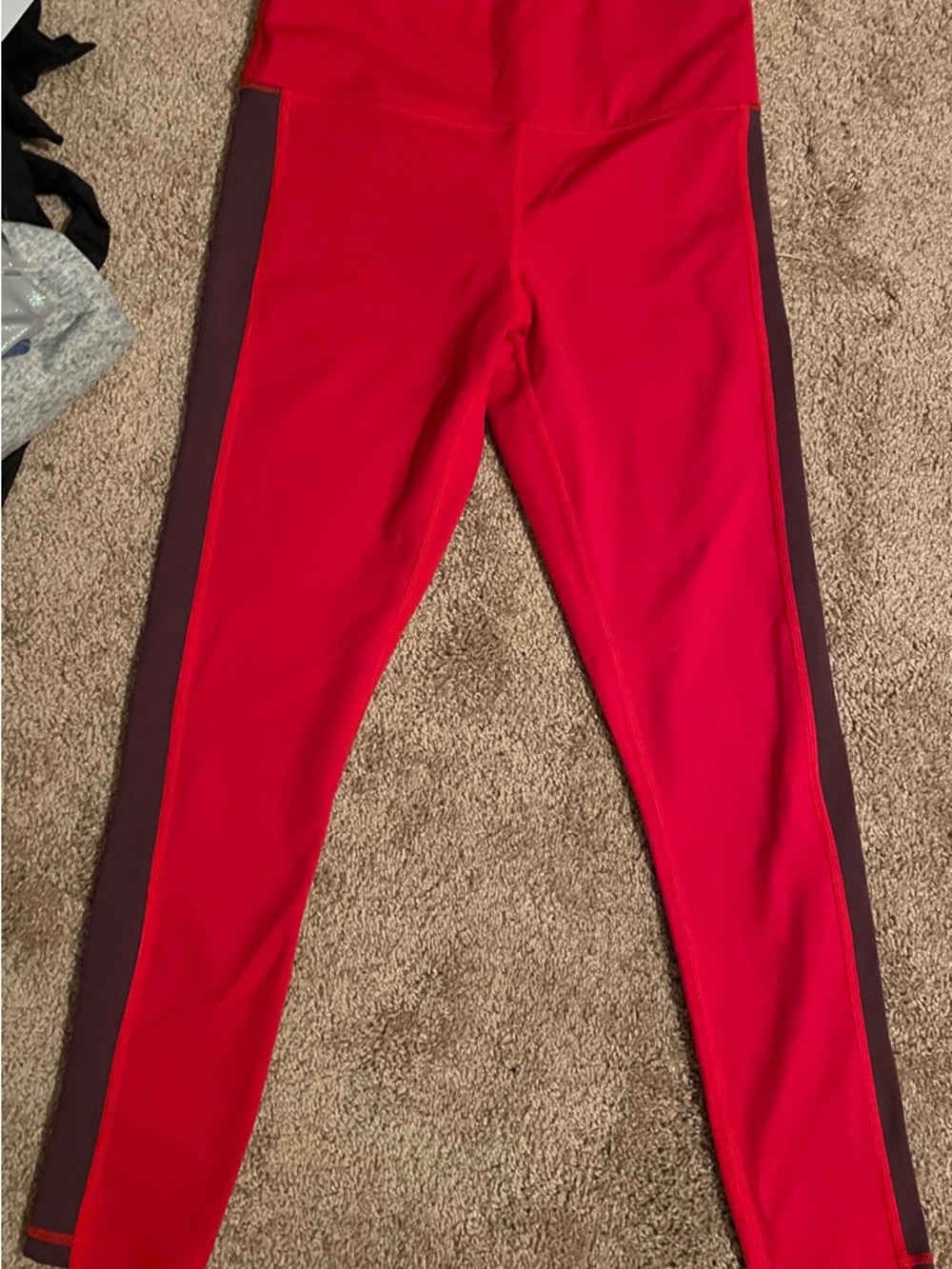 Zyia Active High-Rise Red Leggings with Dark purple Panels Royalty leggings
